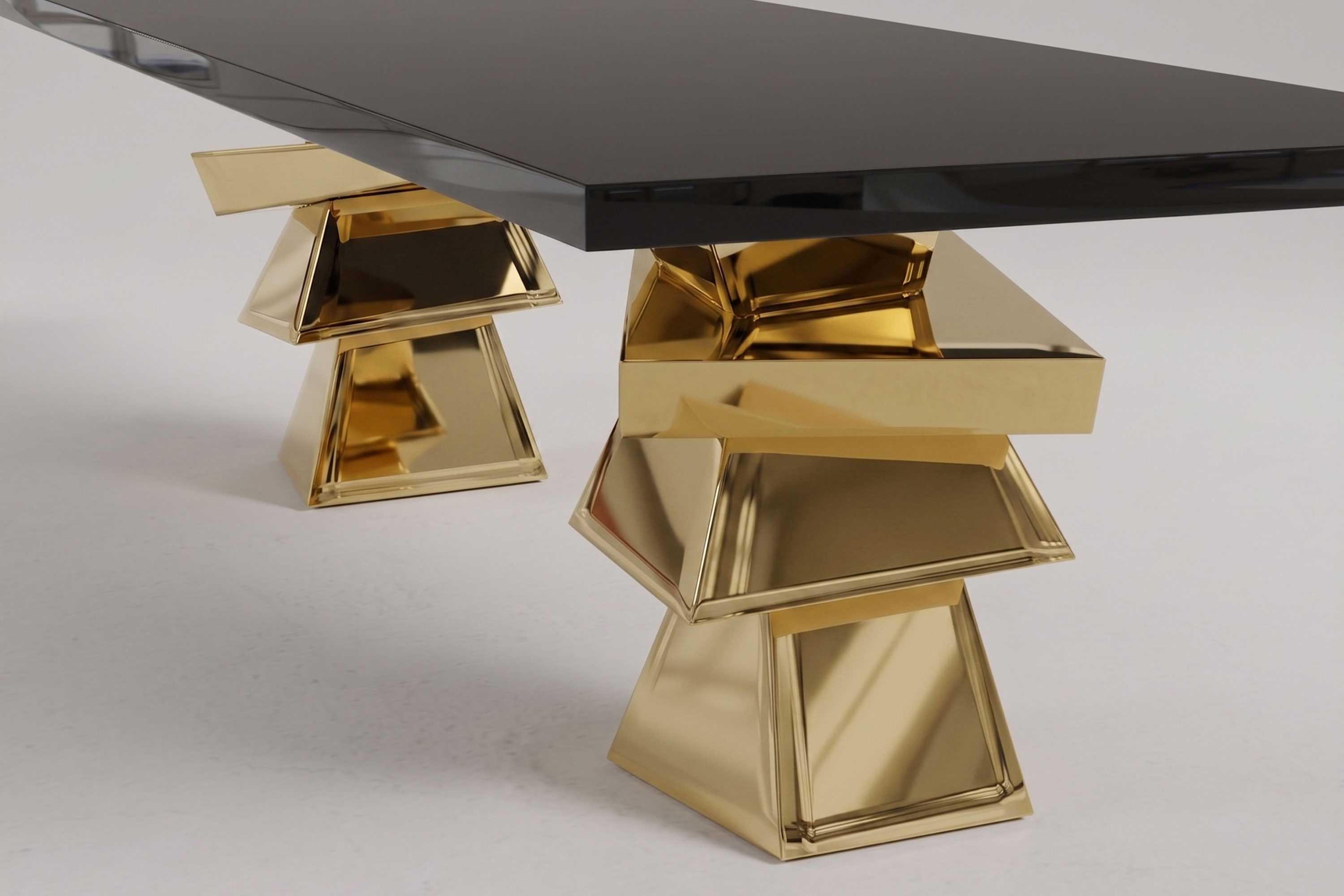 Roche Dining Table, Polished Bronze