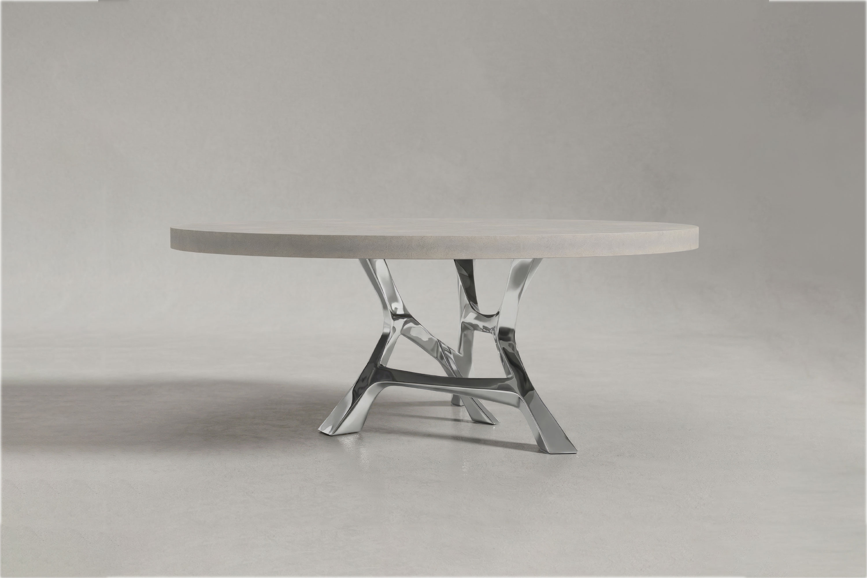 Vena round dining table in a living space