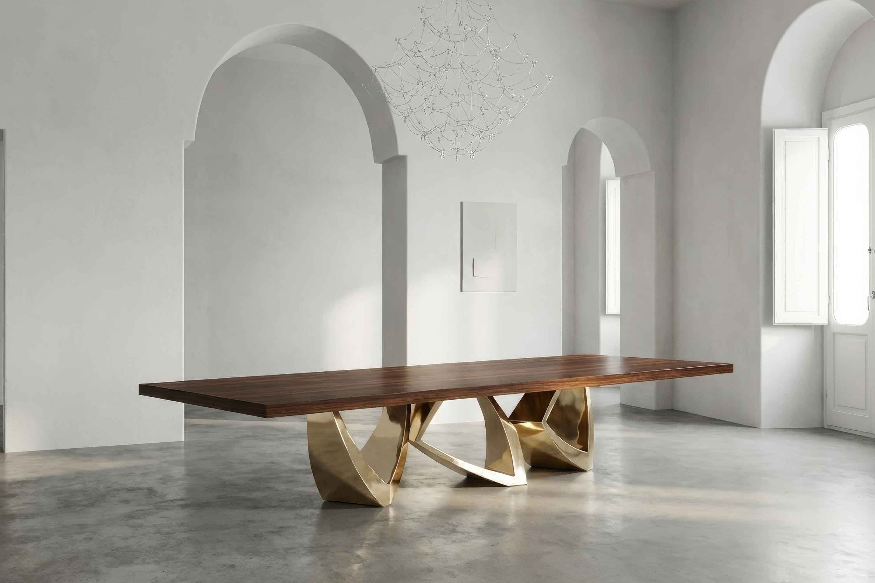 Arcos Dining Table, Polished Bronze