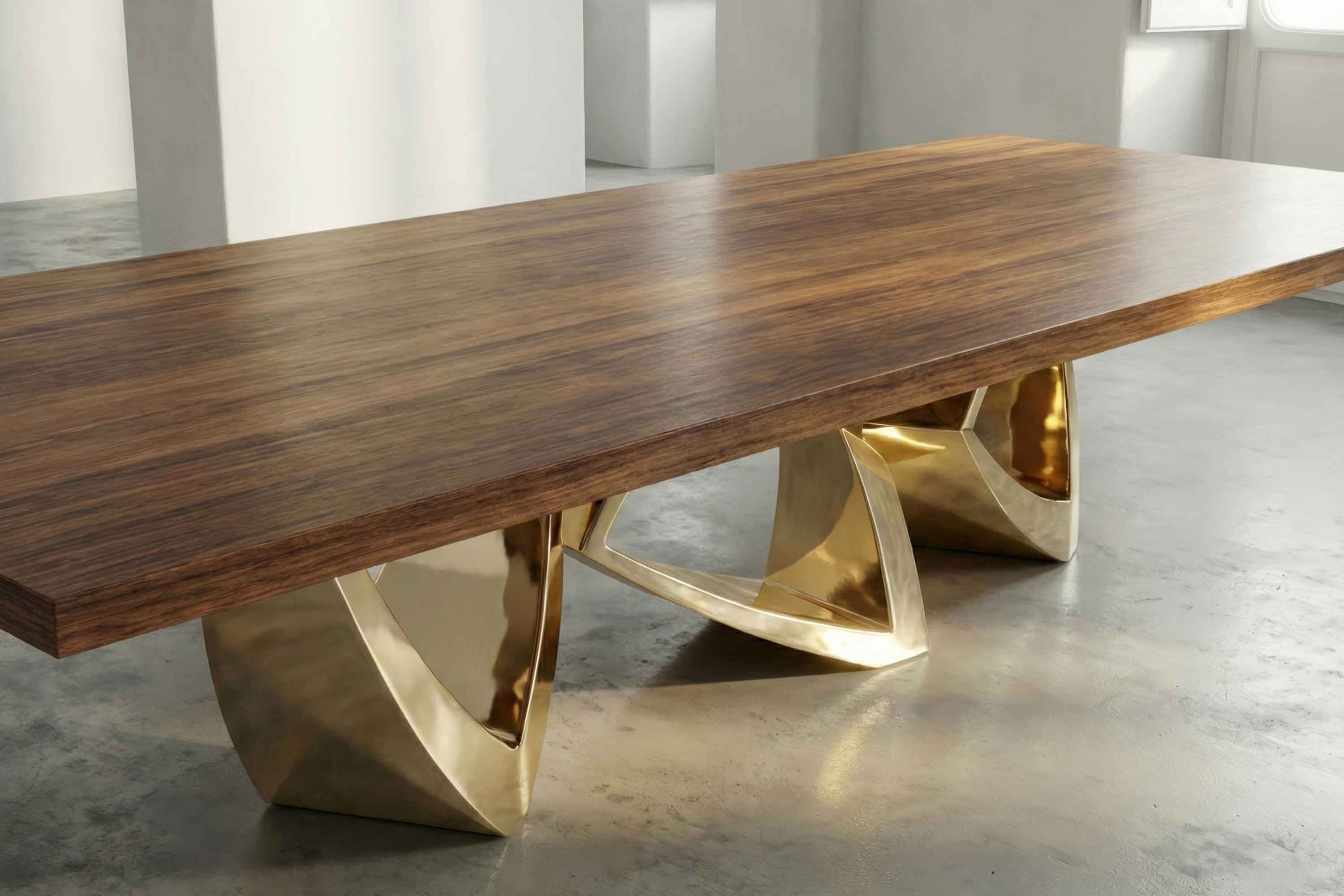 Arcos Dining Table, Polished Bronze