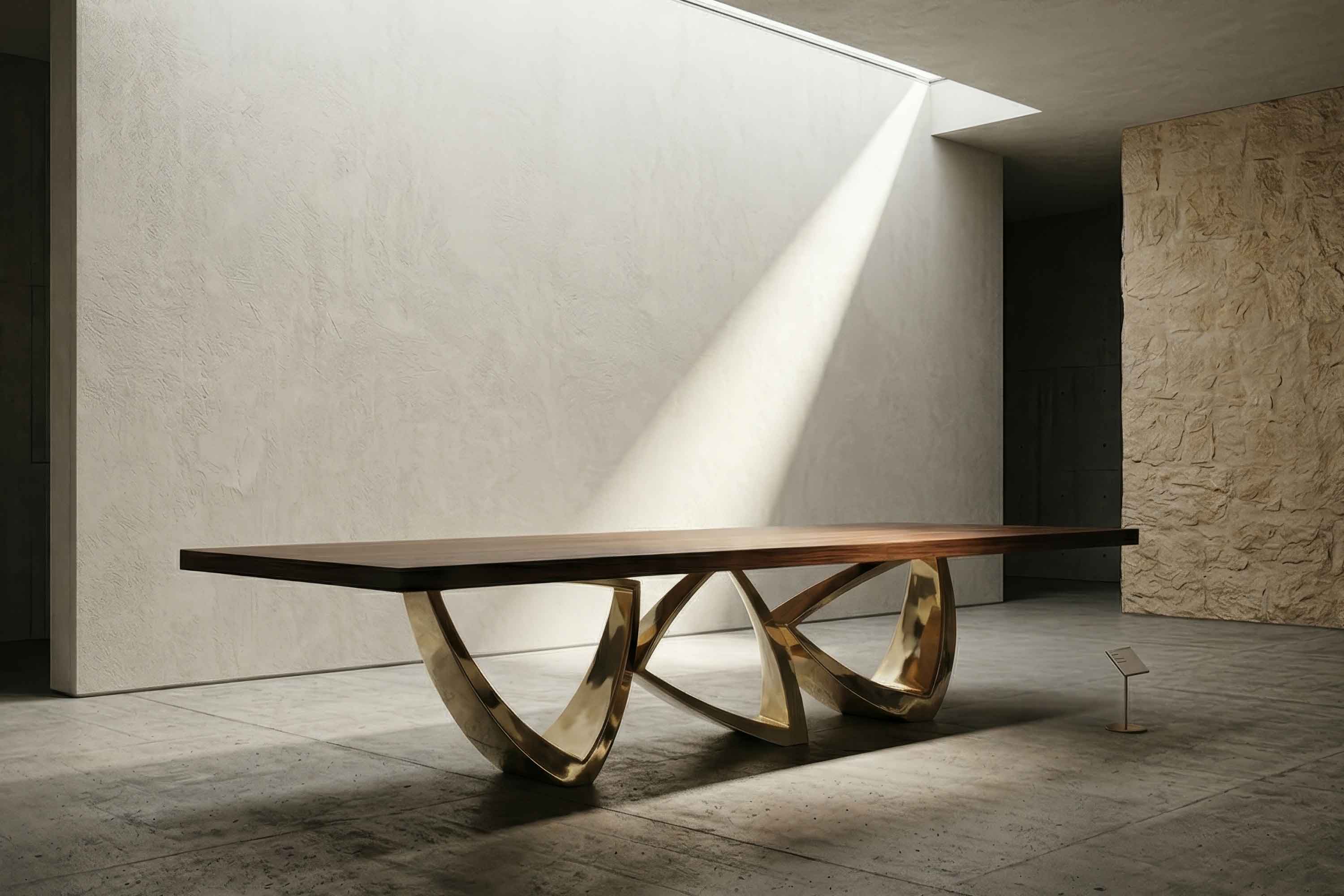 Arcos Dining Table, Polished Bronze