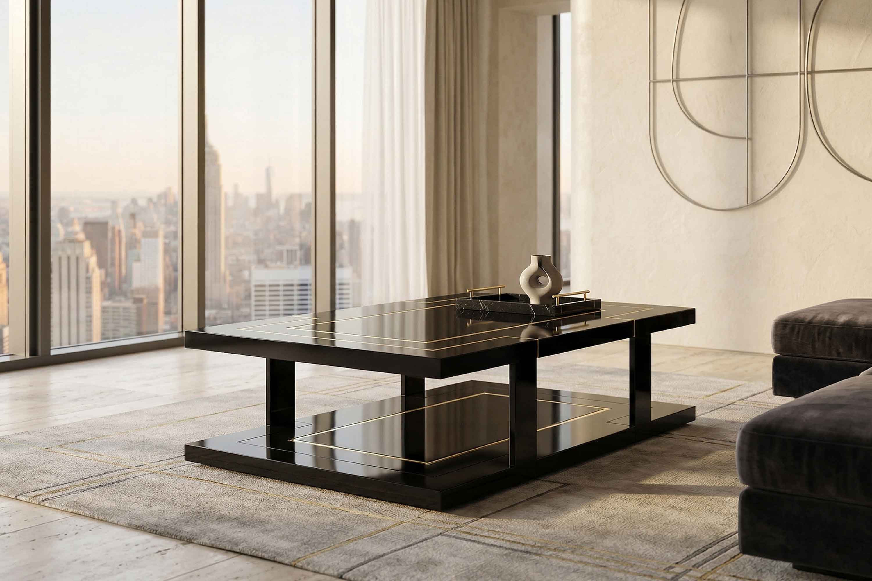 Deco Coffee Table, Obsidian