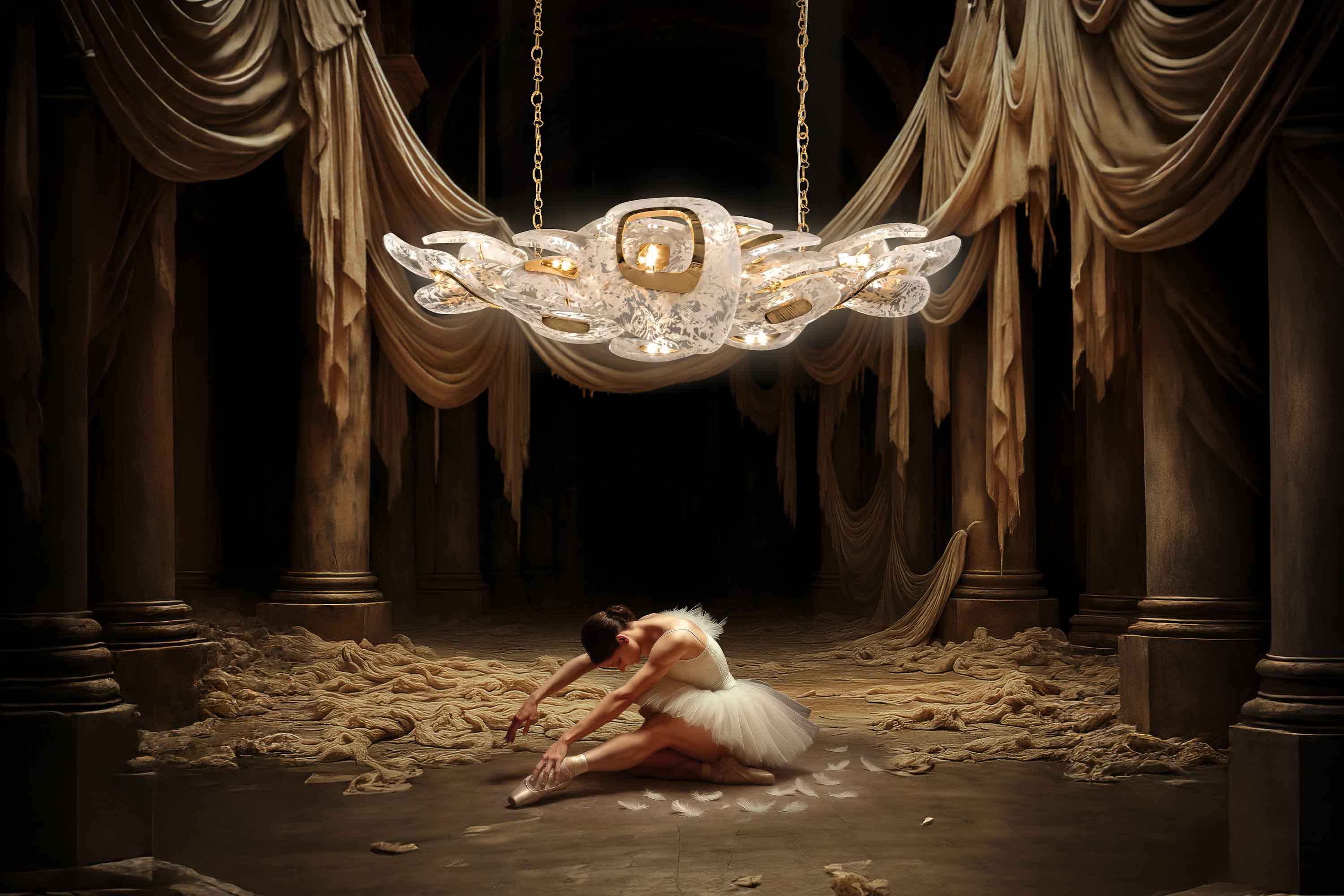 Swan Horizontal, Alabaster Murano