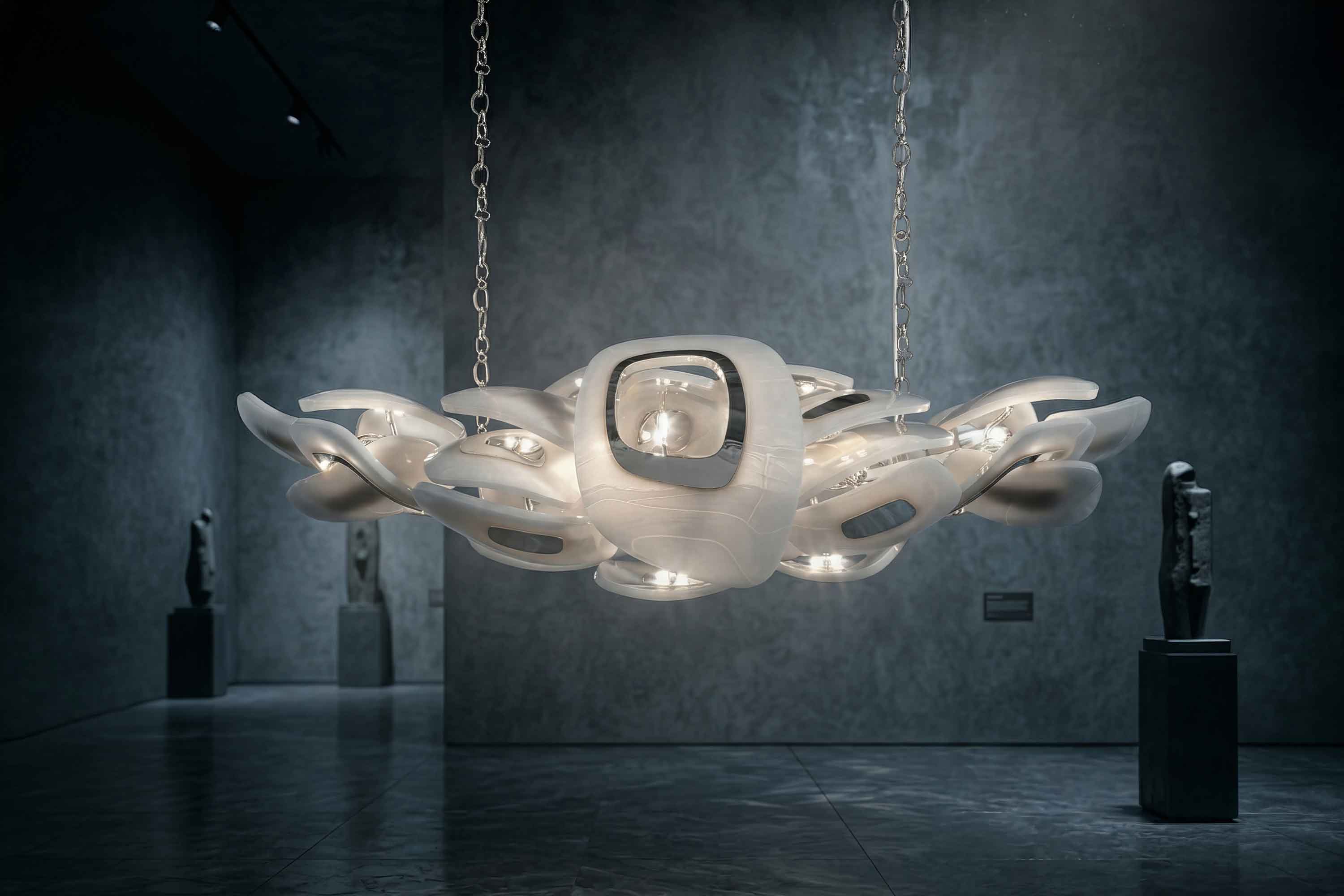 Swan Horizontal, Steel and Milky