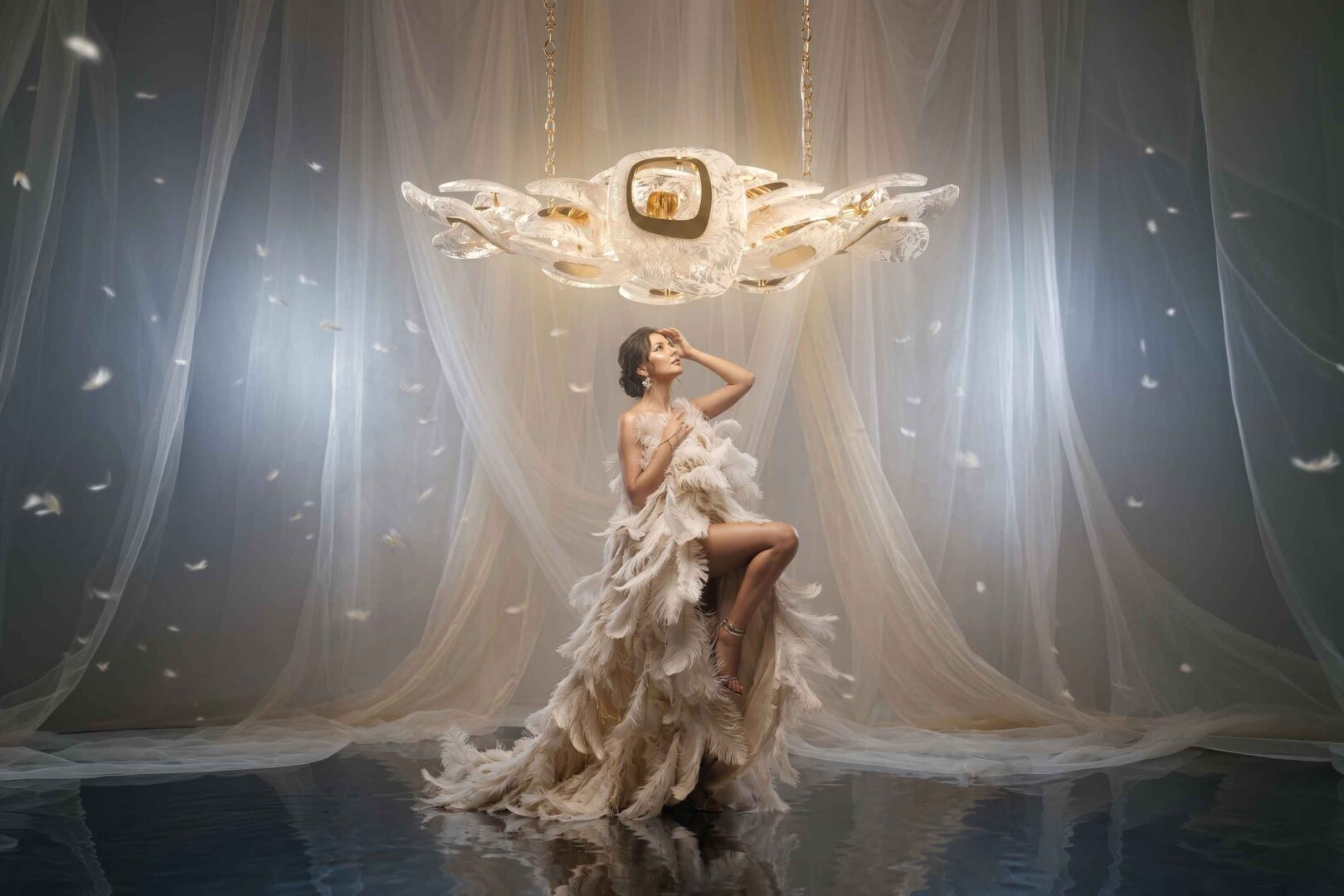 Swan Horizontal, Alabaster Murano