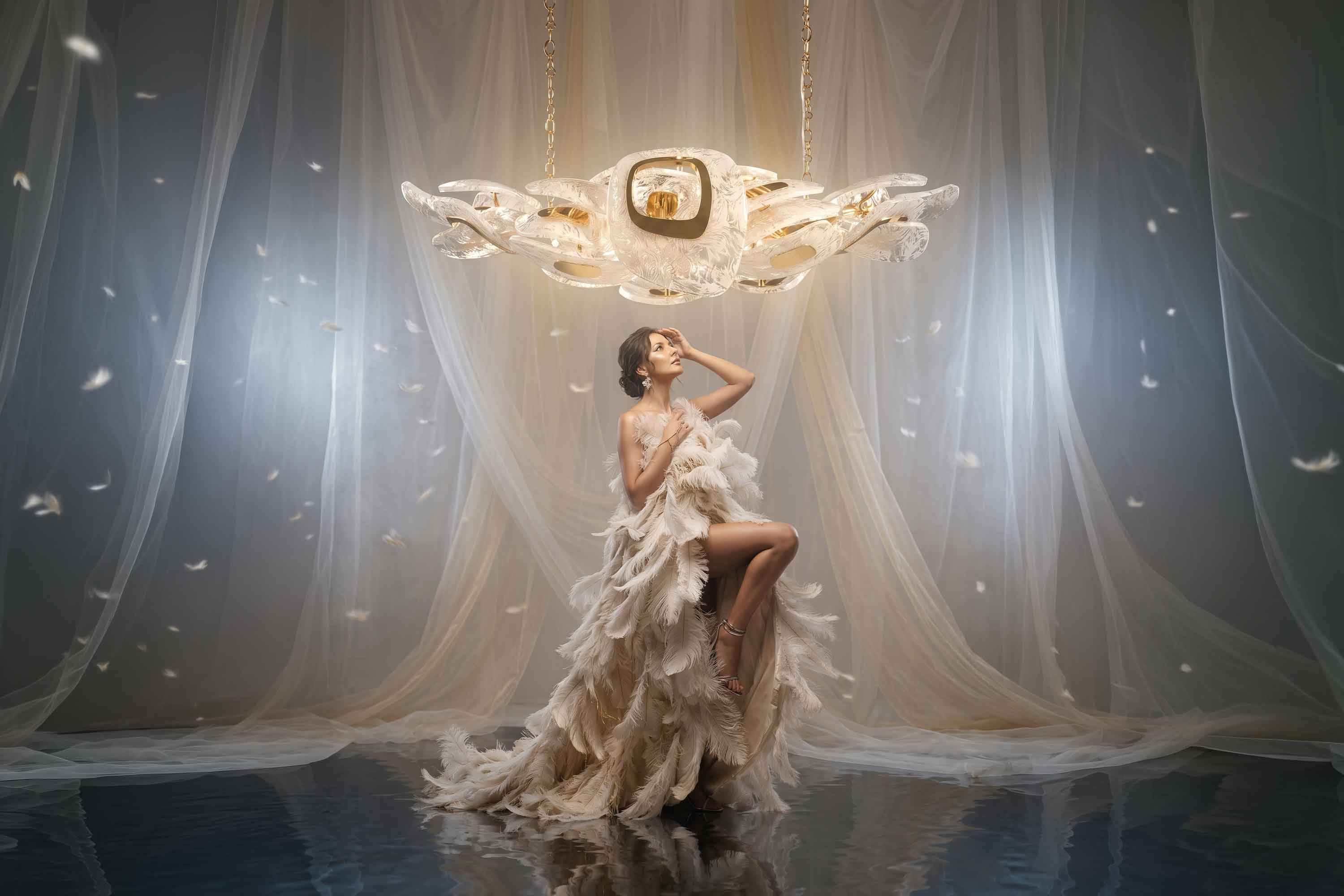 Swan Horizontal, Alabaster Murano