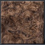 A luxurious medium-brown wood celebrated for its dense, chaotic clusters and magnificent grain swirls. Adds unparalleled warmth and intricate, natural detail to exclusive designs.